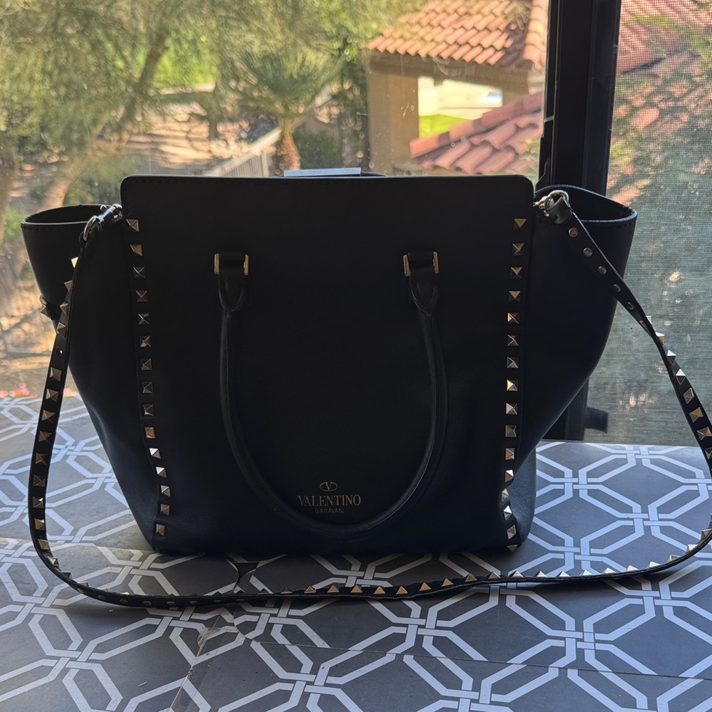 Valentino Black Tote with Gold Studs
